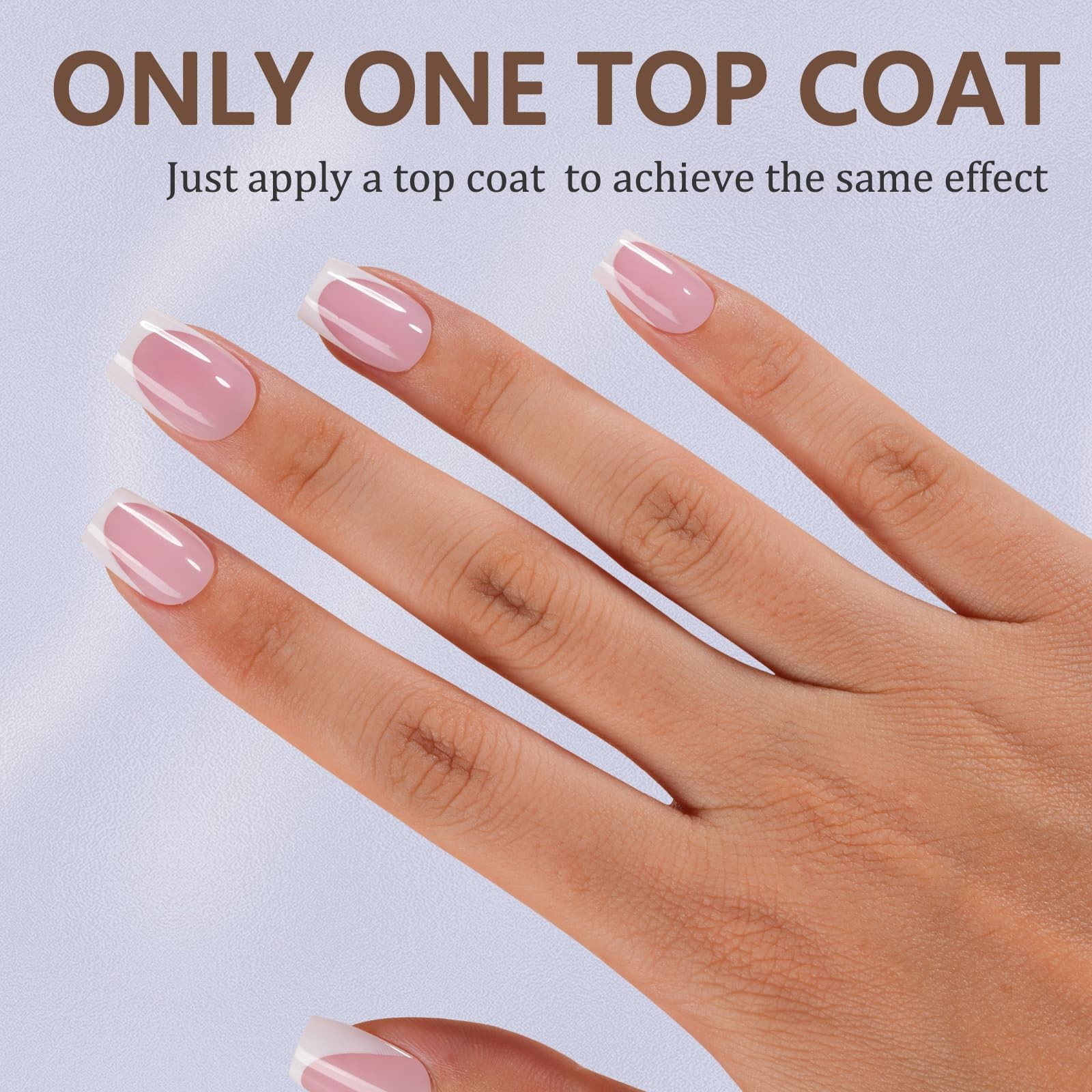 Misssix French Tip Press on Nails, 150Pcs Gel Nail 16 sizes, Pink