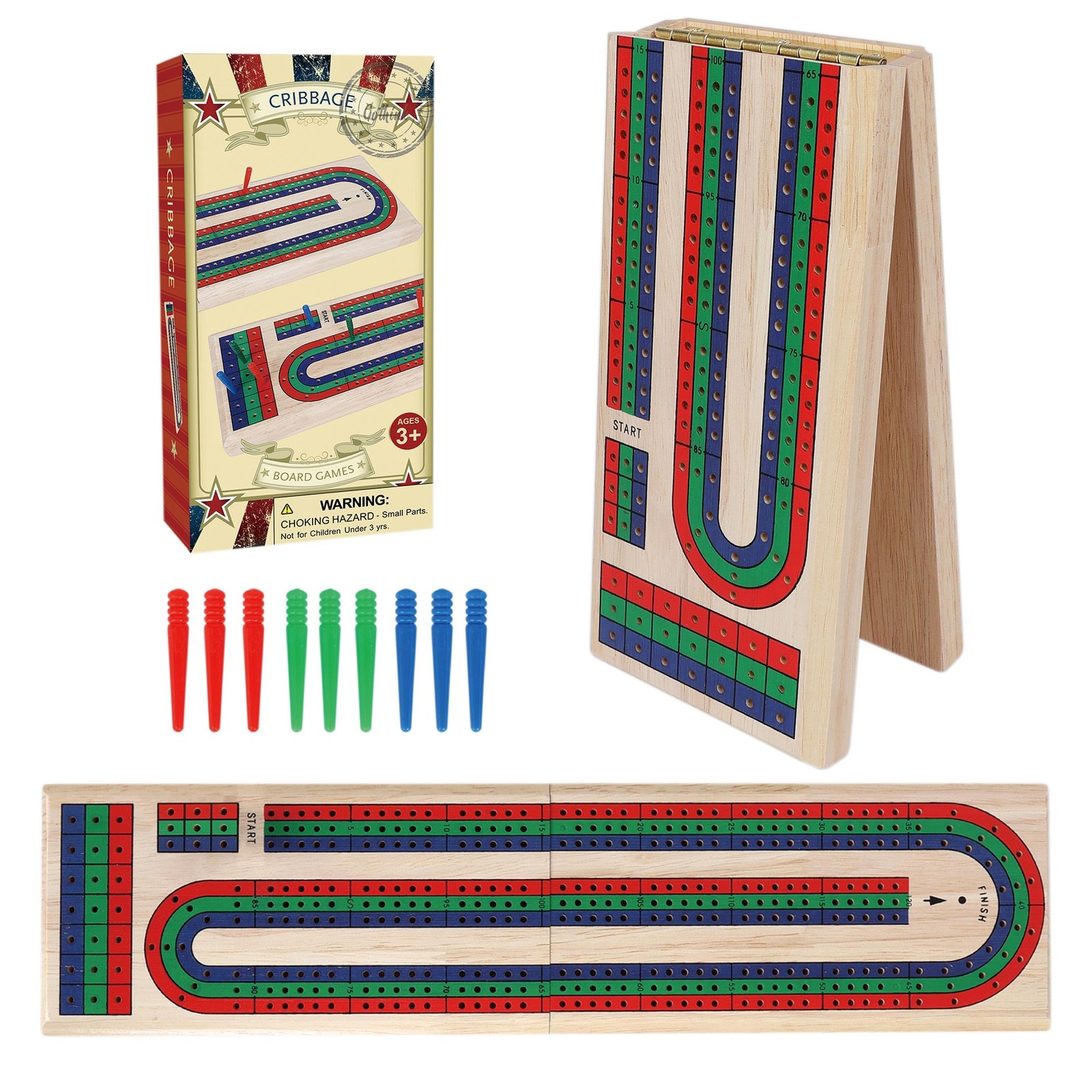 GOTHINK Folding Cribbage Board Game Set, Classic 14.5×3.5 inches,