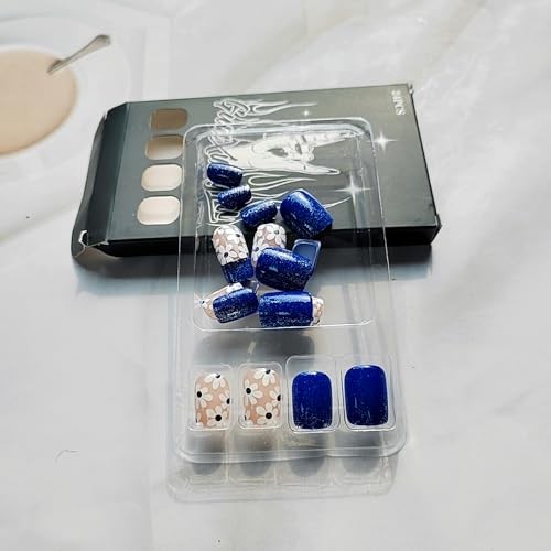 Blue Square Nails Press ons – Sweet Style – B04 – Blue