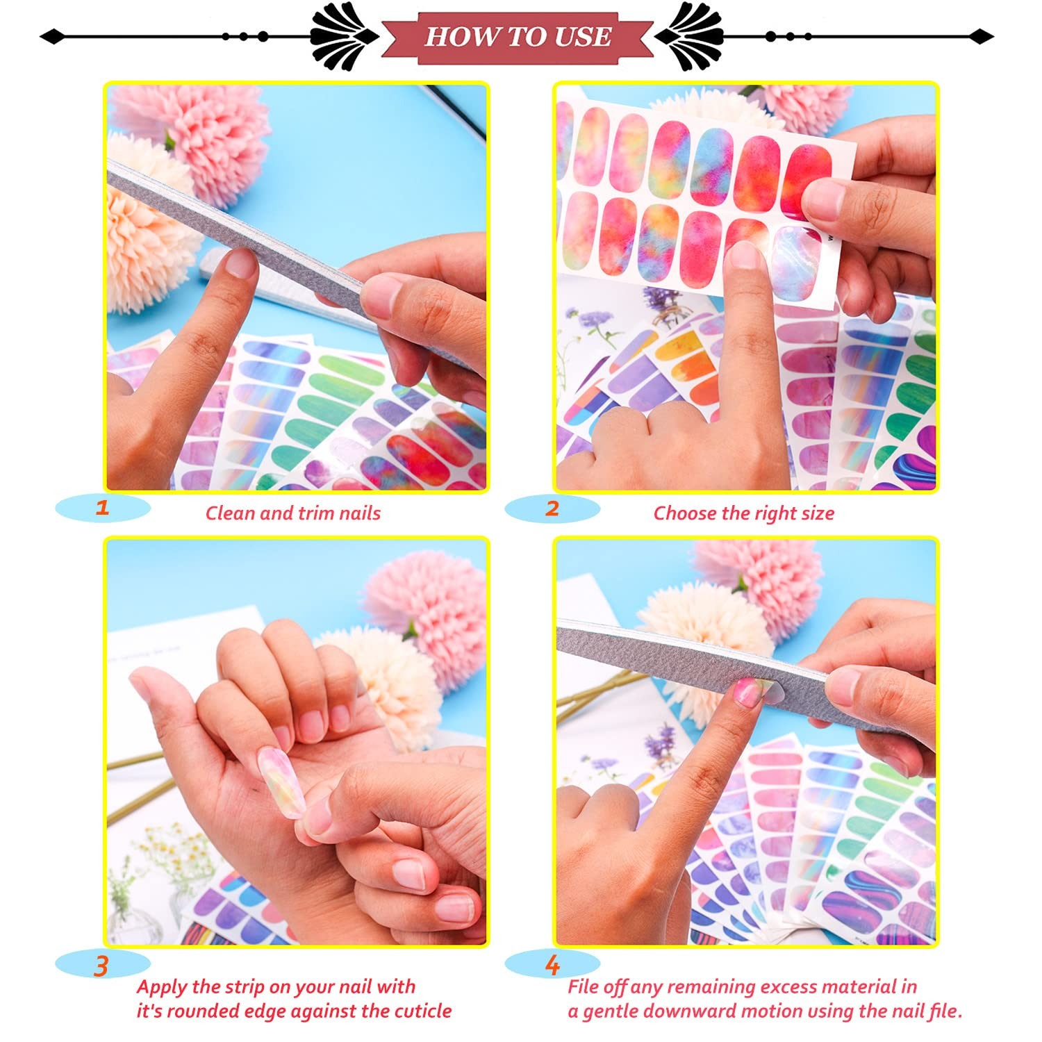 224 Pieces 16 Sheets Matte Color Nail Polish Strips Nail Wraps Self-Adhesive …
