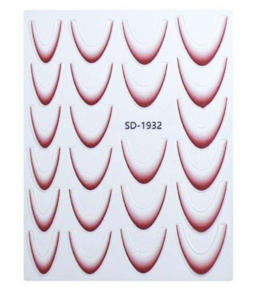 Nail Art Stickers NEW ! DARK RED ALMOND SHAPE FRENCH TIP SD-1932