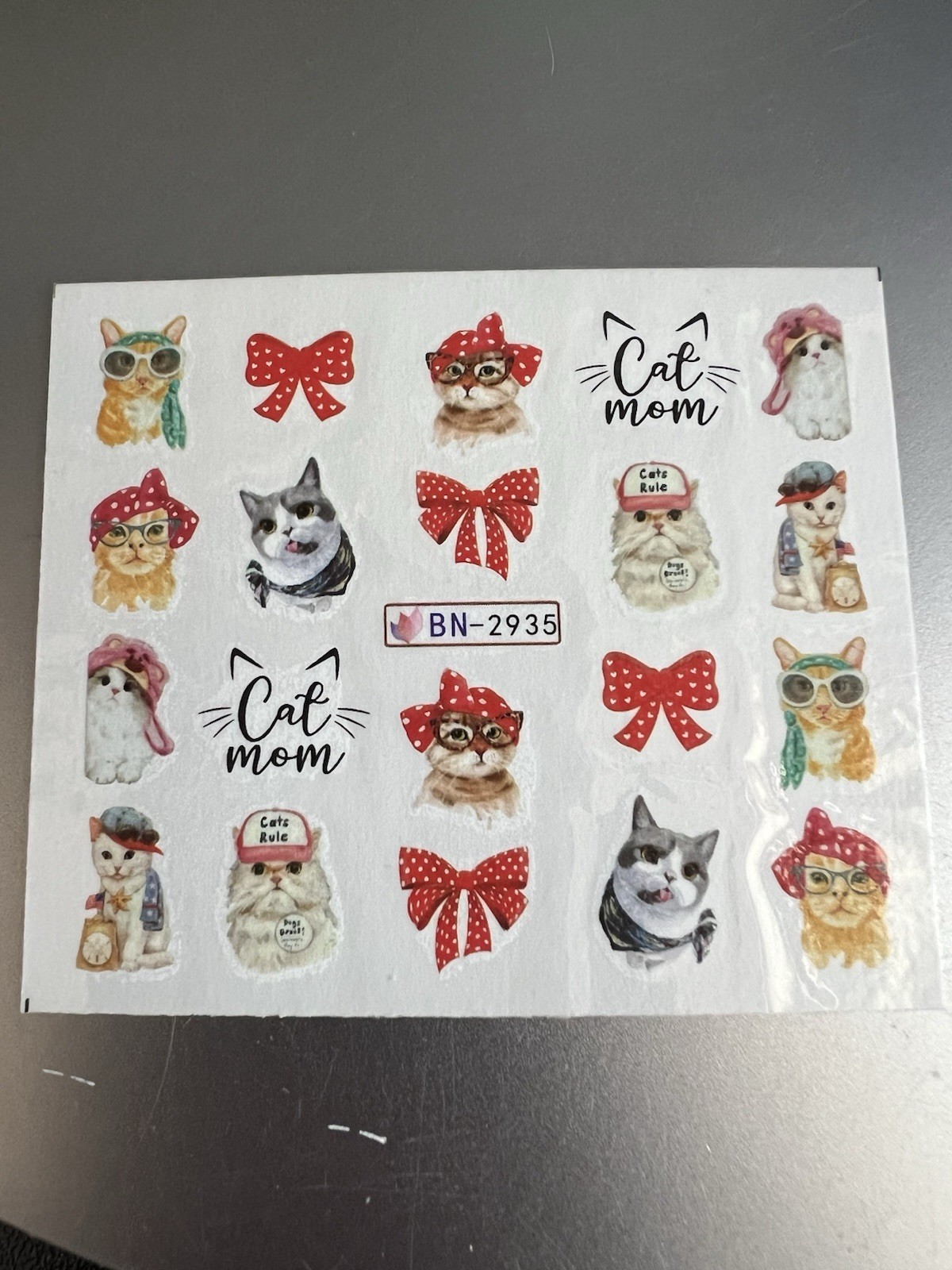 Cute Cat Nail Stickers Lovely Cat Nail Art 12 Pieces