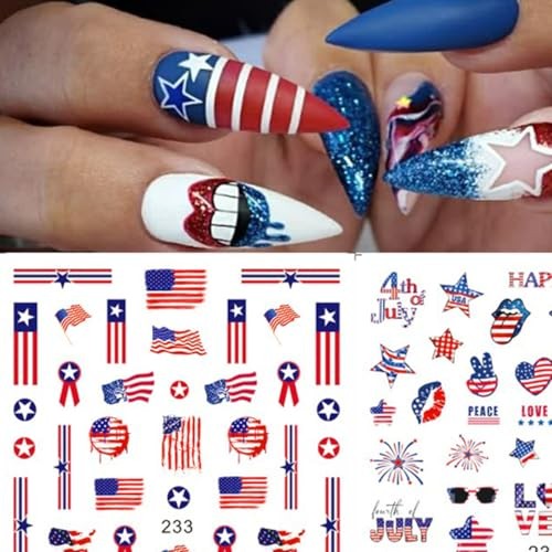 4th of July Nail Sticker for Art Self Art Self Adhesive Indenpendece Day Nail