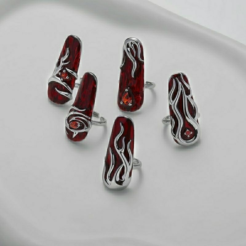 10pcs Halloween Reusable Press On Nail Ring Cover Portable Mix Match Nail Rings