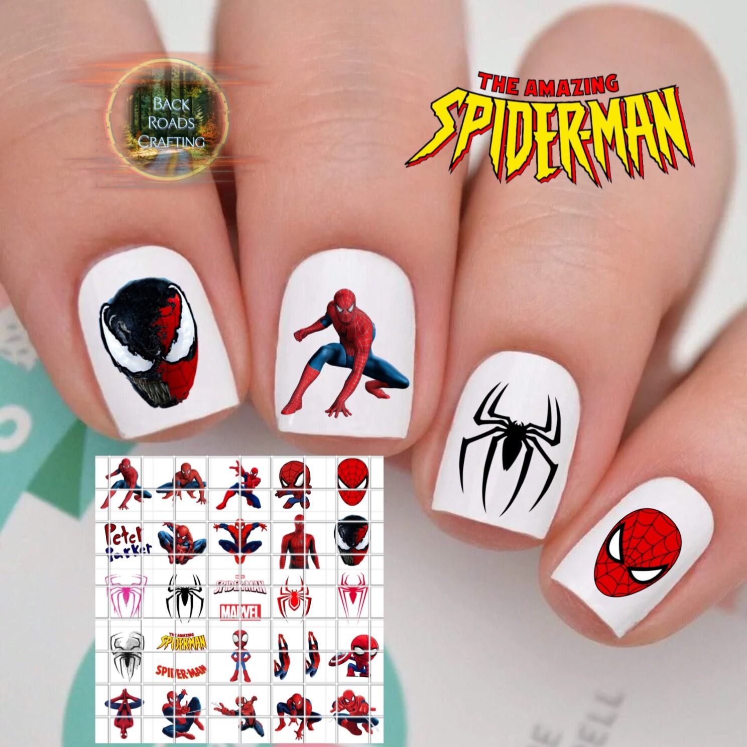 Spiderman Waterslide Nail Art Decals Set Of 50 Instructions & Bonus
