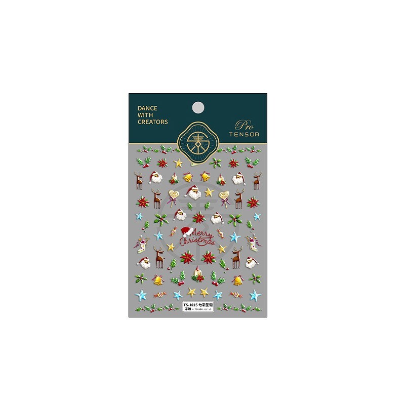 Festive Christmas Nail Sticker Set – Gingerbread, Santa, Snowman, Ornaments(399)