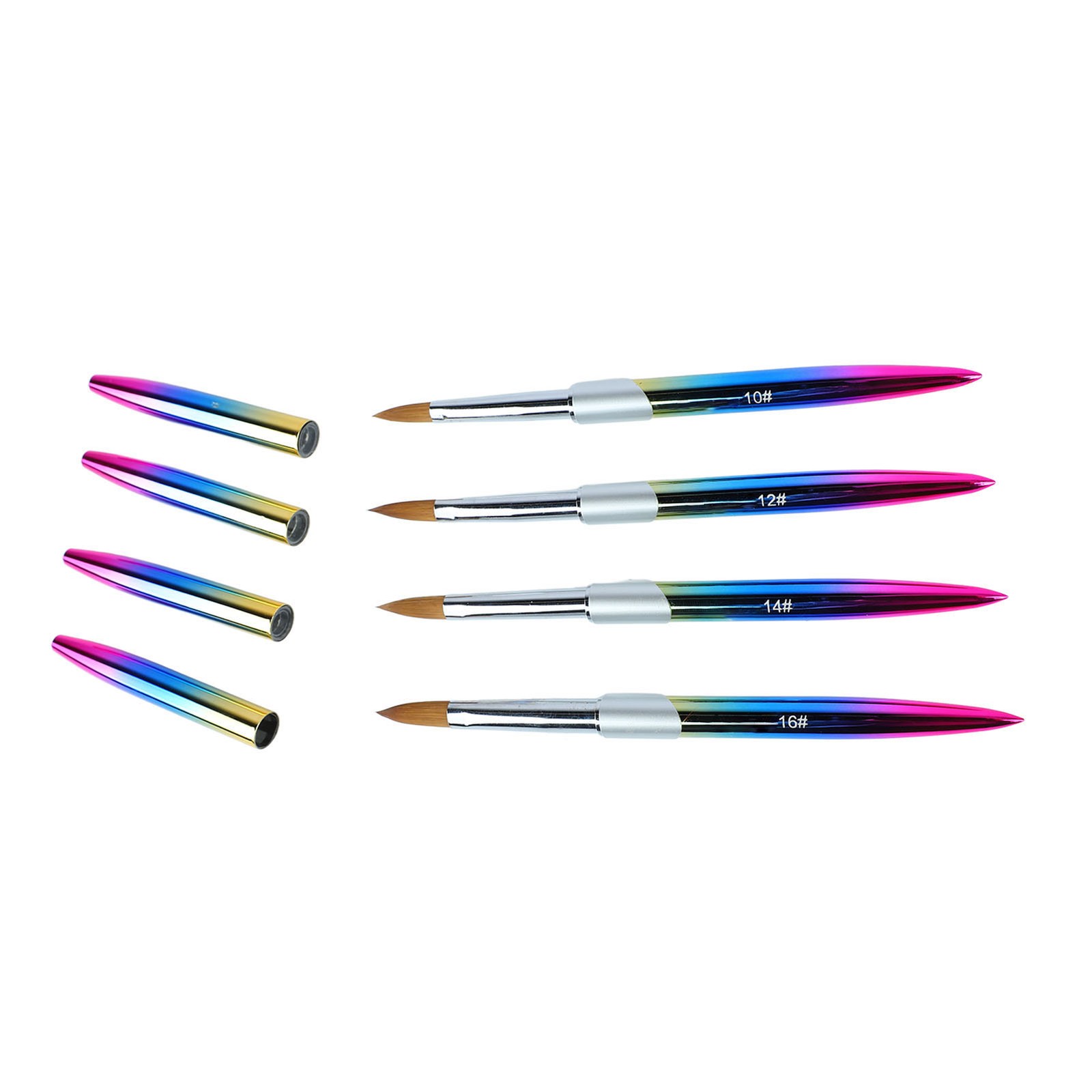 4pcs Nail Art Brush Set Aluminum Tube Ergonomic Handle Firm Flexible Soft Hair