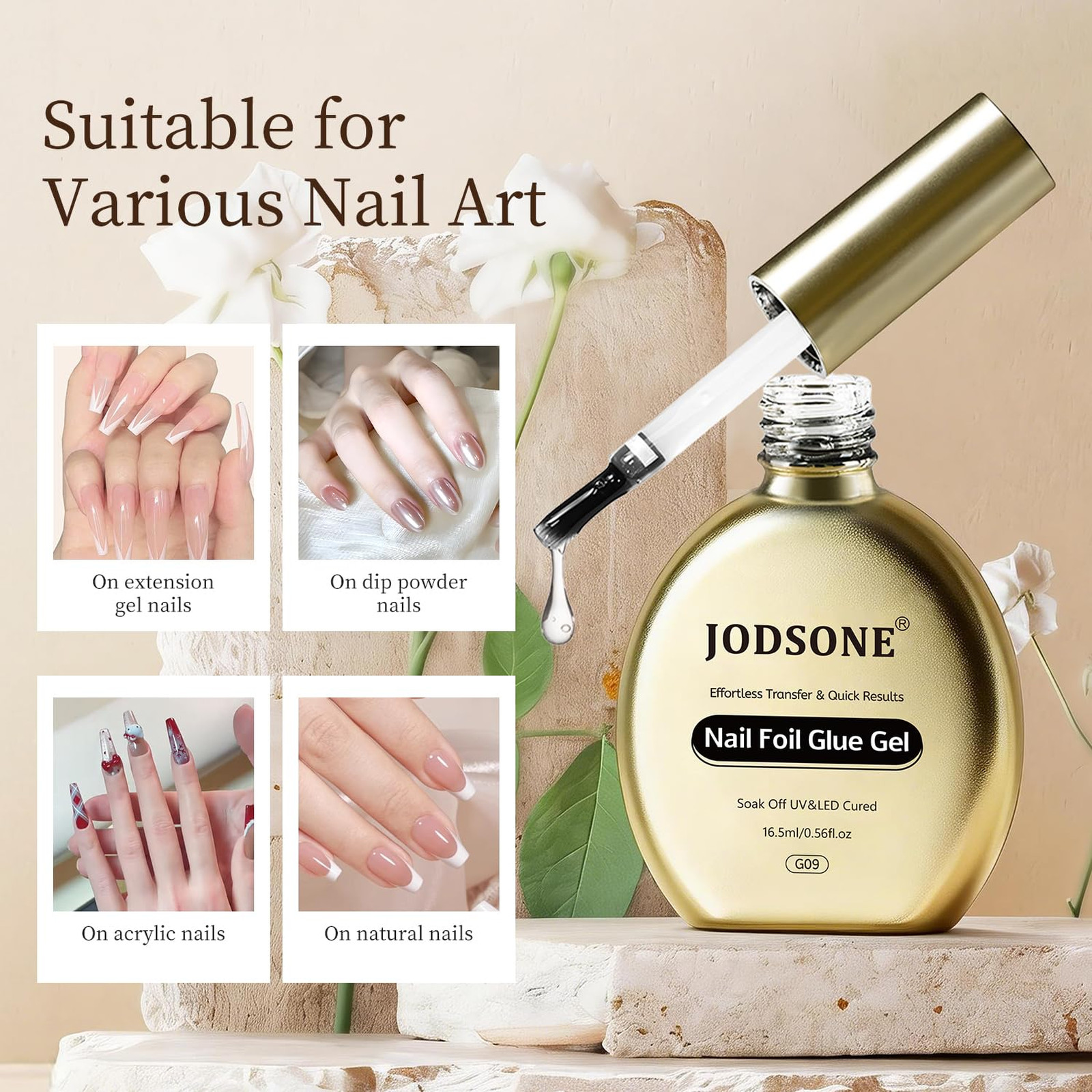 Nail Foil Glue Gel 16.5ml Clear Adhesive for Nail Art Transfer UV Curing Salon