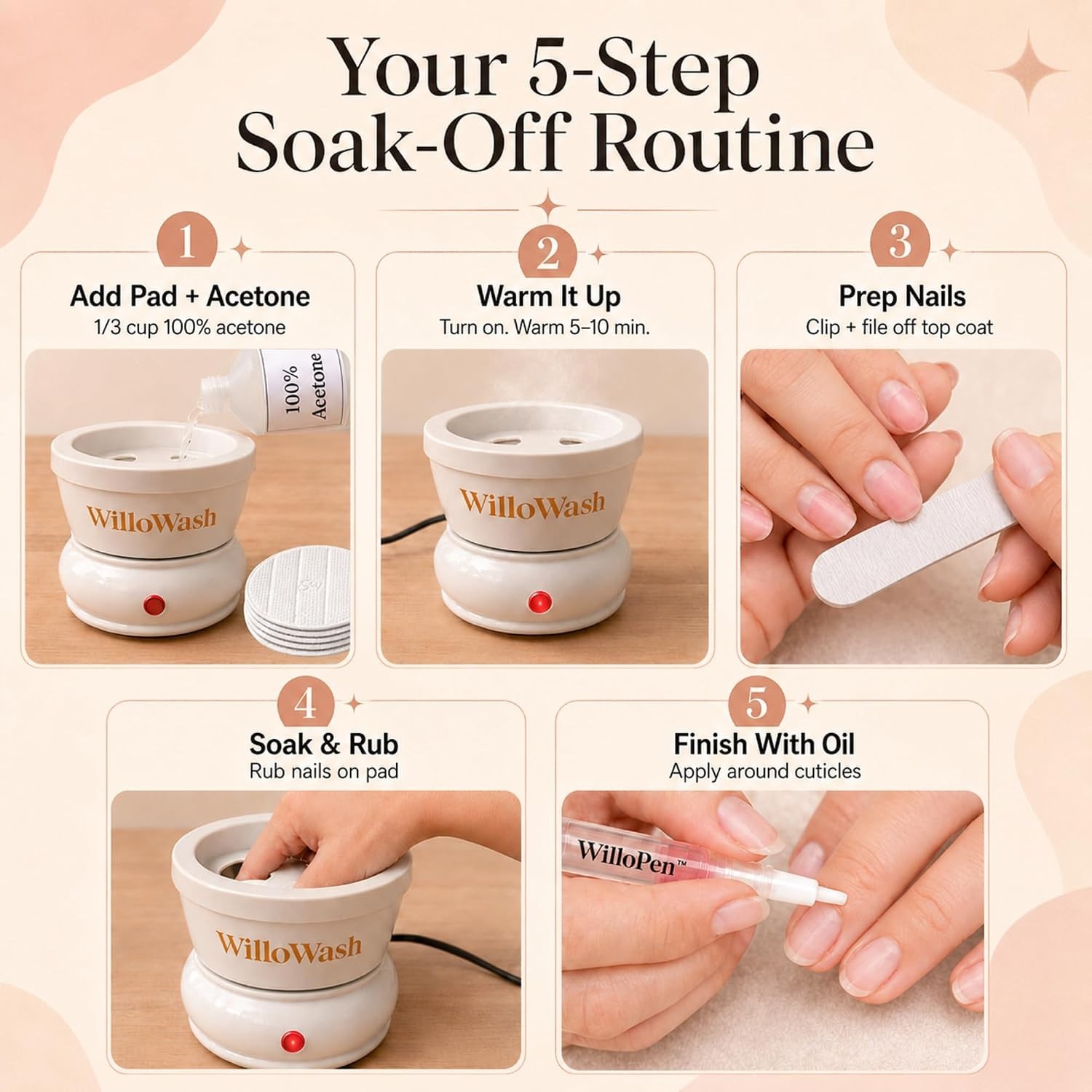 Willowash Nail Remover Bowl for Acrylic & Dip Powder