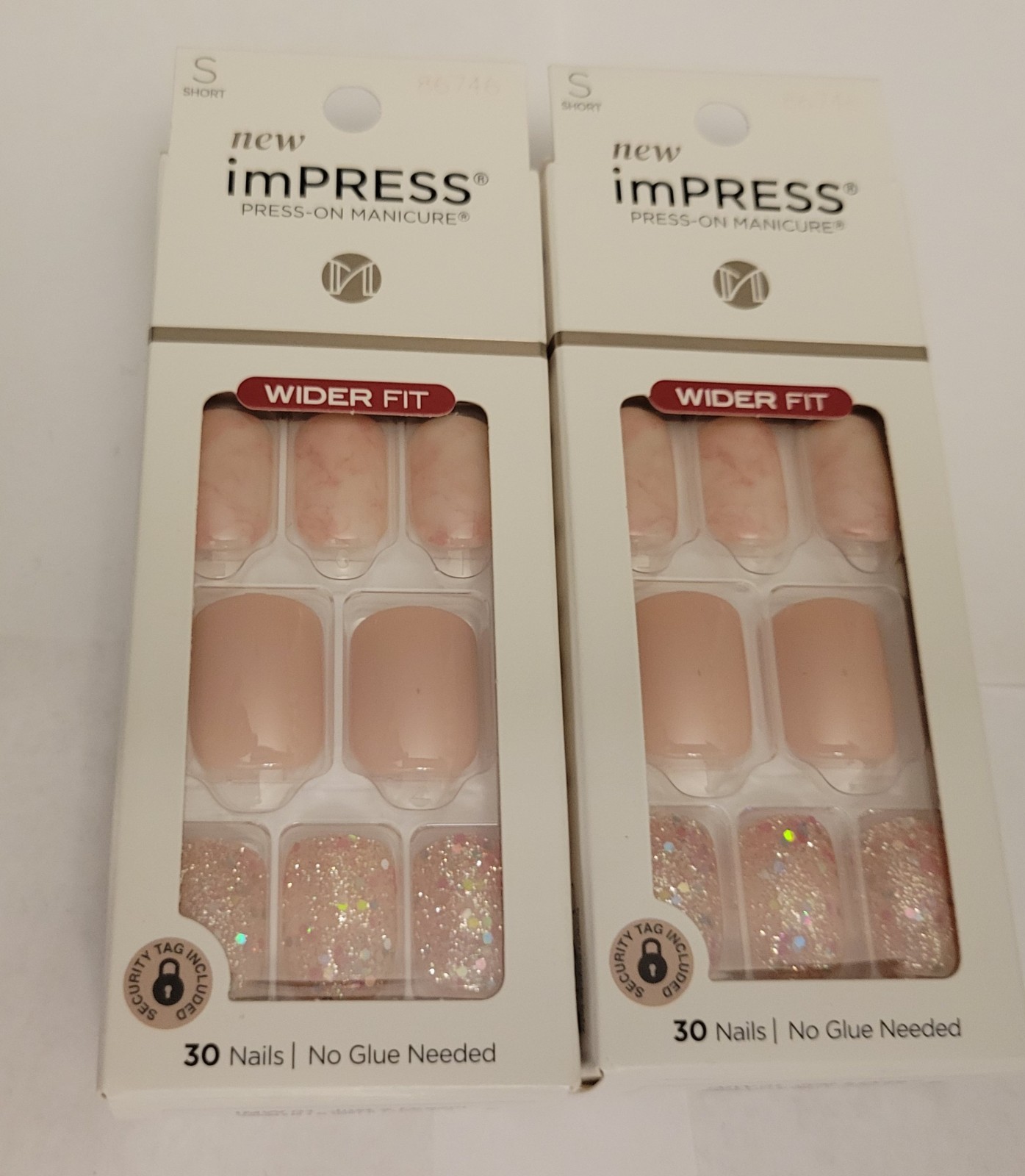 Kiss imPRESS Short Length Pink Nails Just a Dream WIDER Fit x 2 Packs