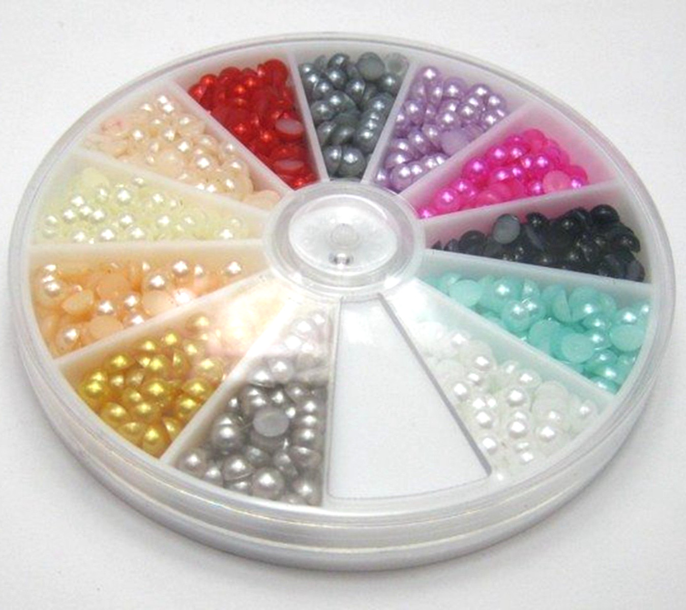 600 Mixed Colour Half Pearl Round Bead 4mm Flat Back Gem with Wheel 12 Colour