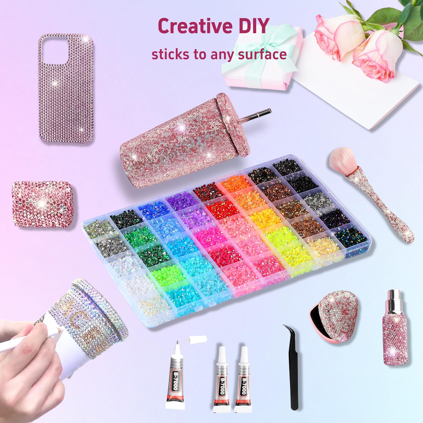 40 Colors Rhinestones Bedazzling Kit, 40000Pcs 3mm Flatback Rhinestones for B…
