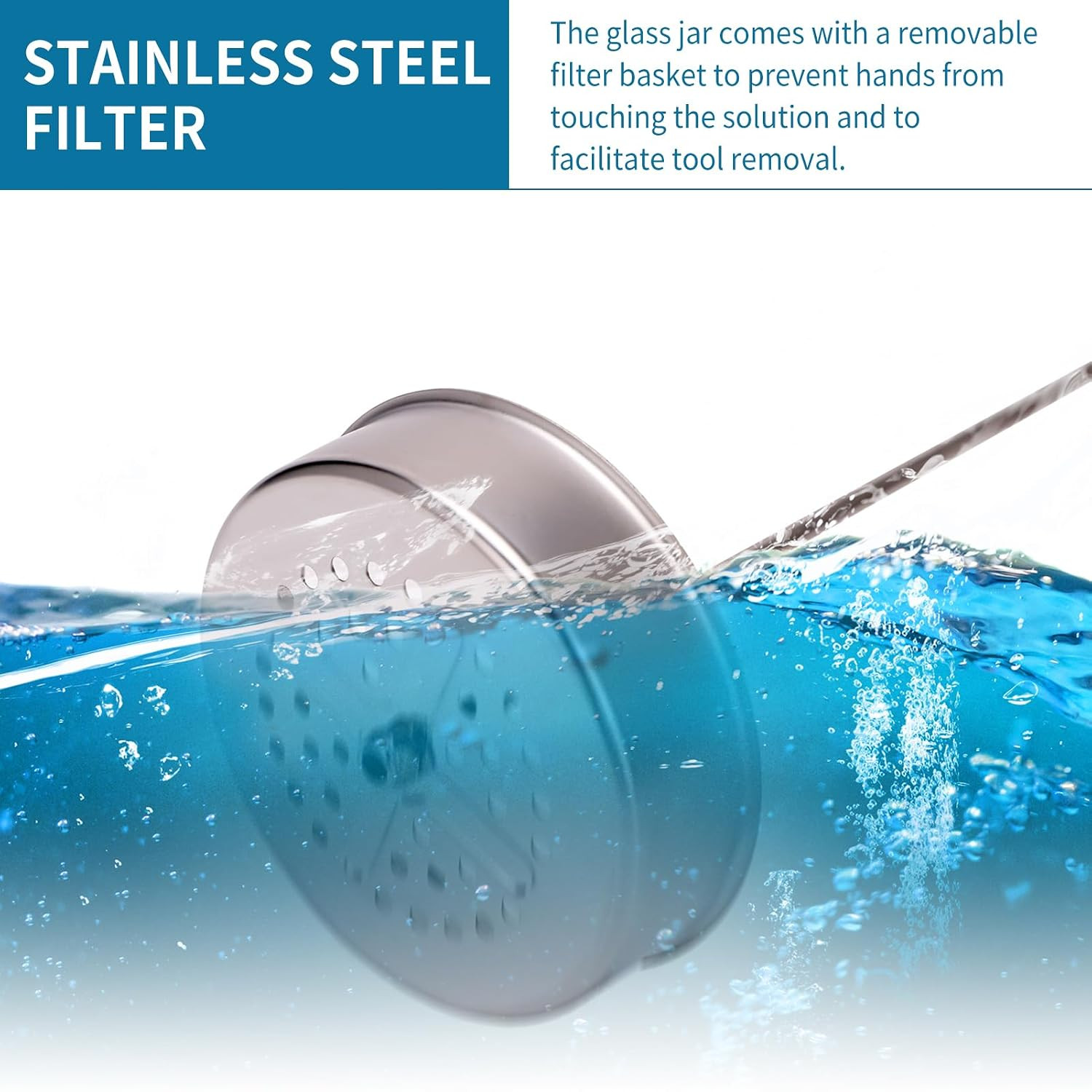 Disinfectant Sterilizer Glass Jar – Capacity 37 Oz Glass with Removable Strainer