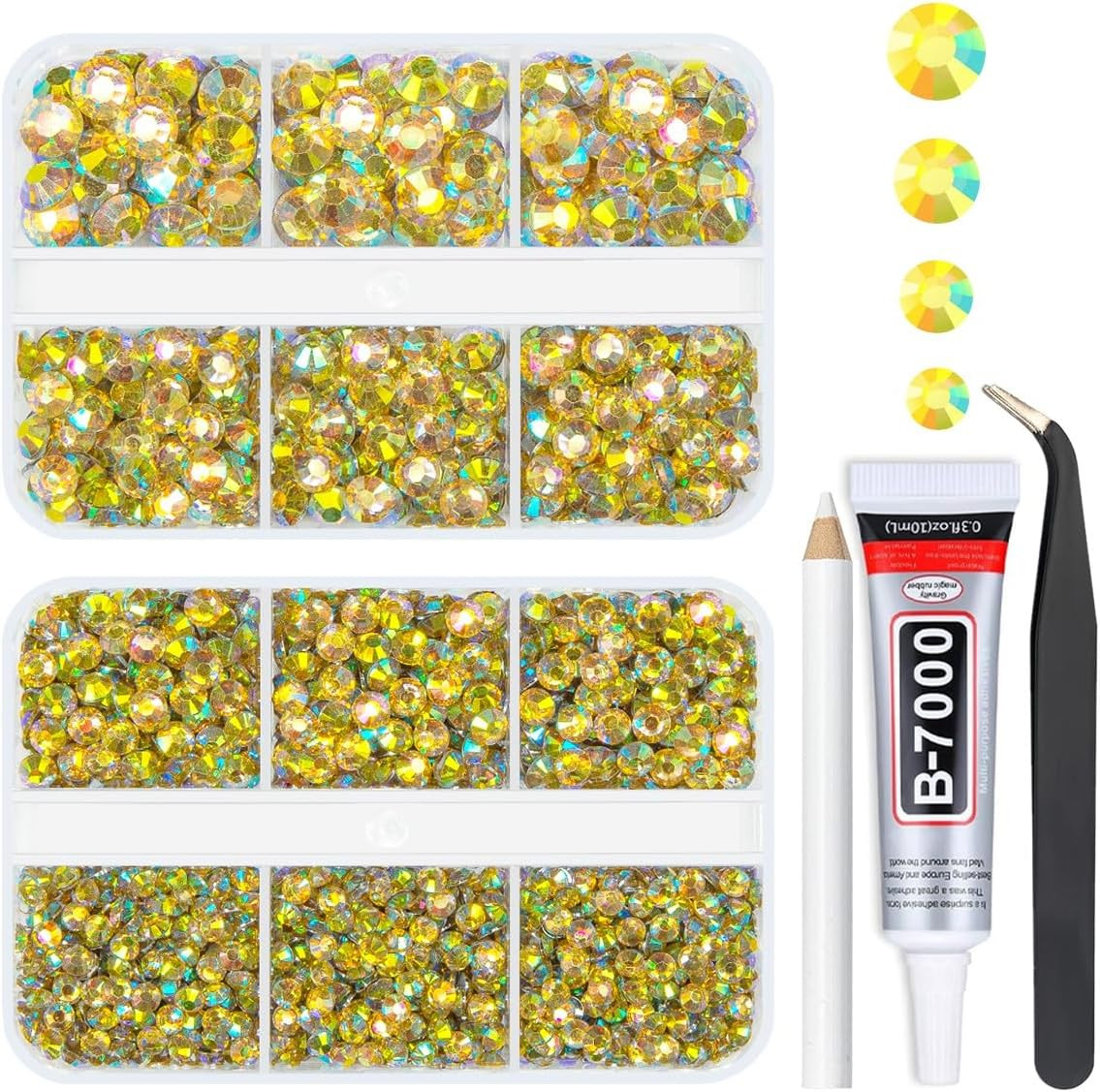 Blue Zircon AB Resin Rhinestones W B7000 Jewelry Glue for Bedazzling Crafting 3M
