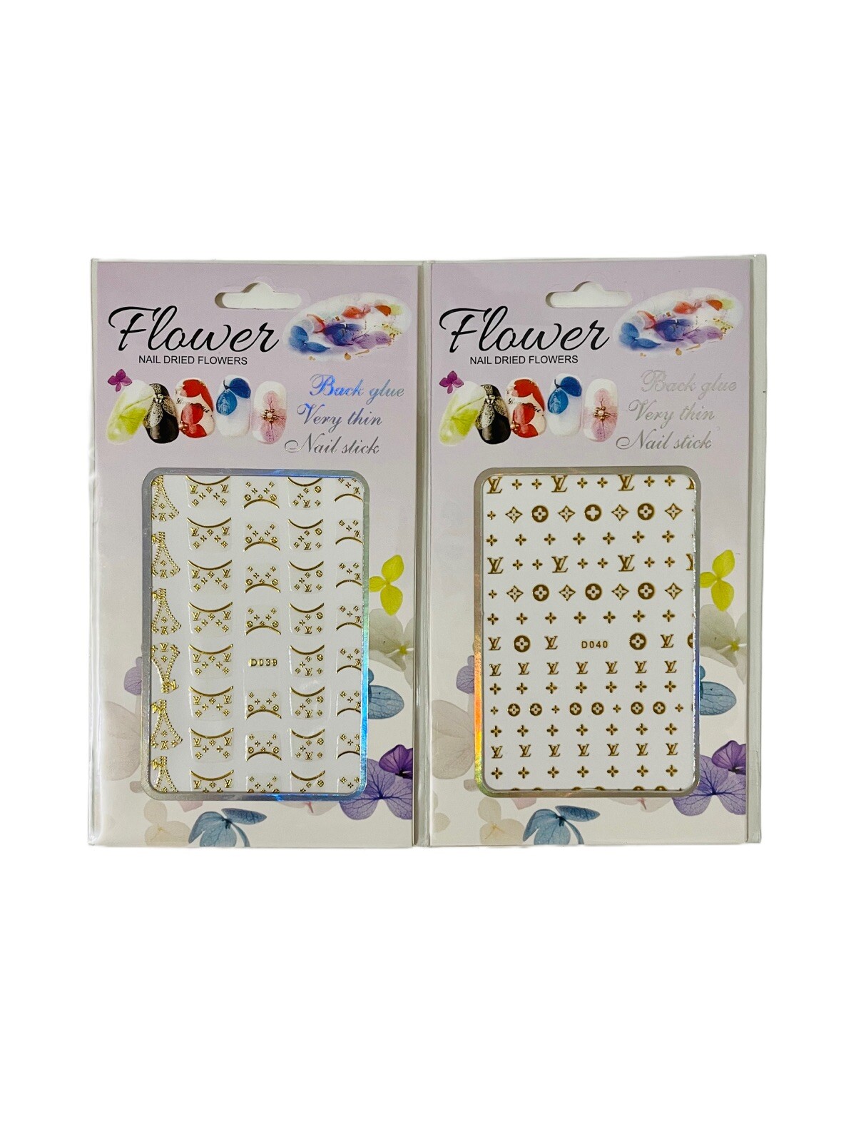 3D Nail Stickers Decal DIY Nail Art Decoration D039 & D040 Gold Lot (2) NEW