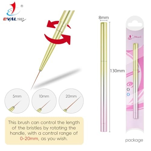 Nail Art Liner Brushes, adjustable liner brushes for nails,nail Yellow-Pink