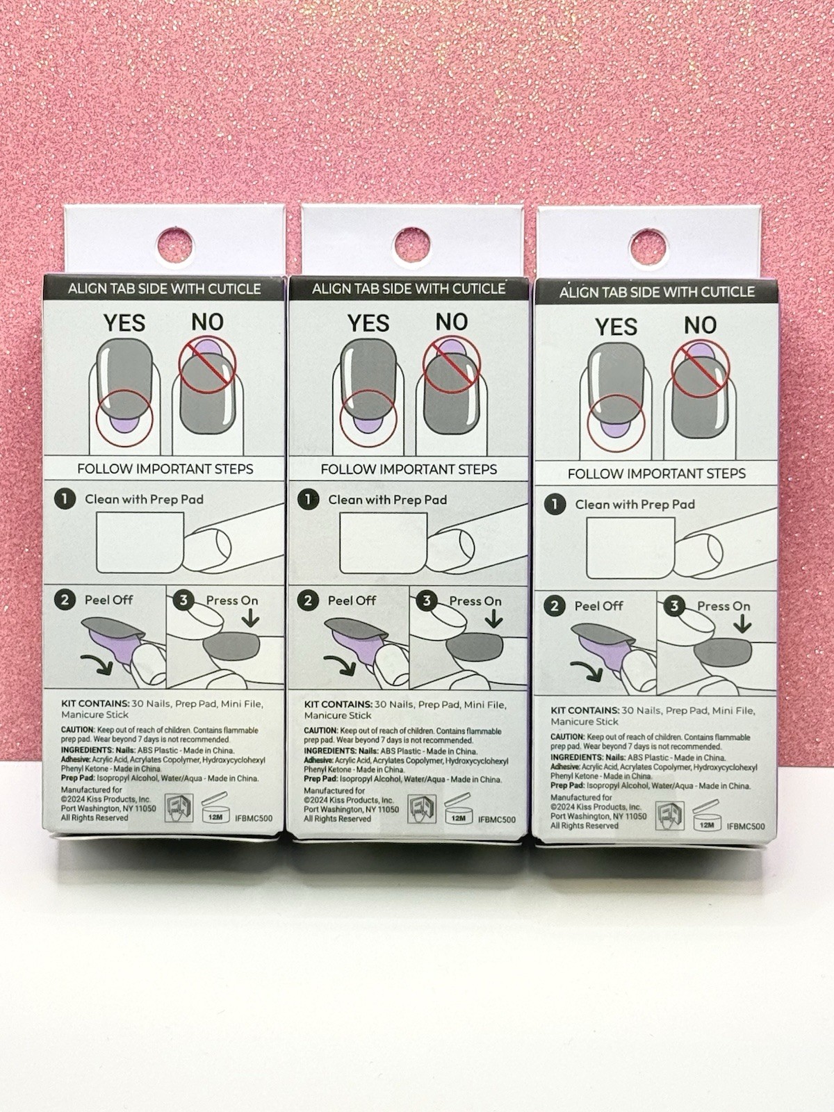 Kiss imPRESS Bare French No Glue Press-On Nails Medium 91385 Genuine (Lot Of 3)