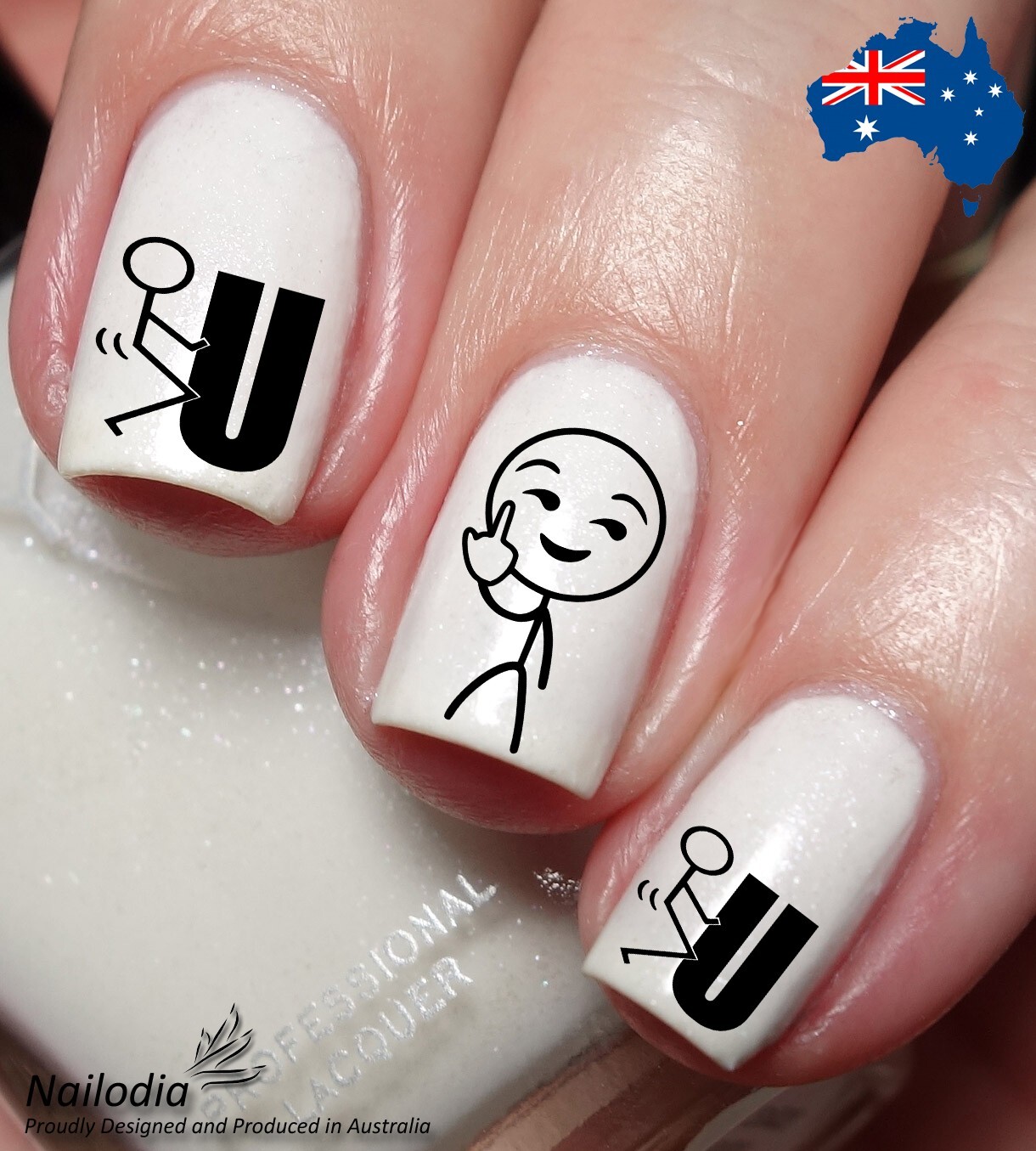 Middle Finger Nail Art Decal Sticker Water Transfer Slider