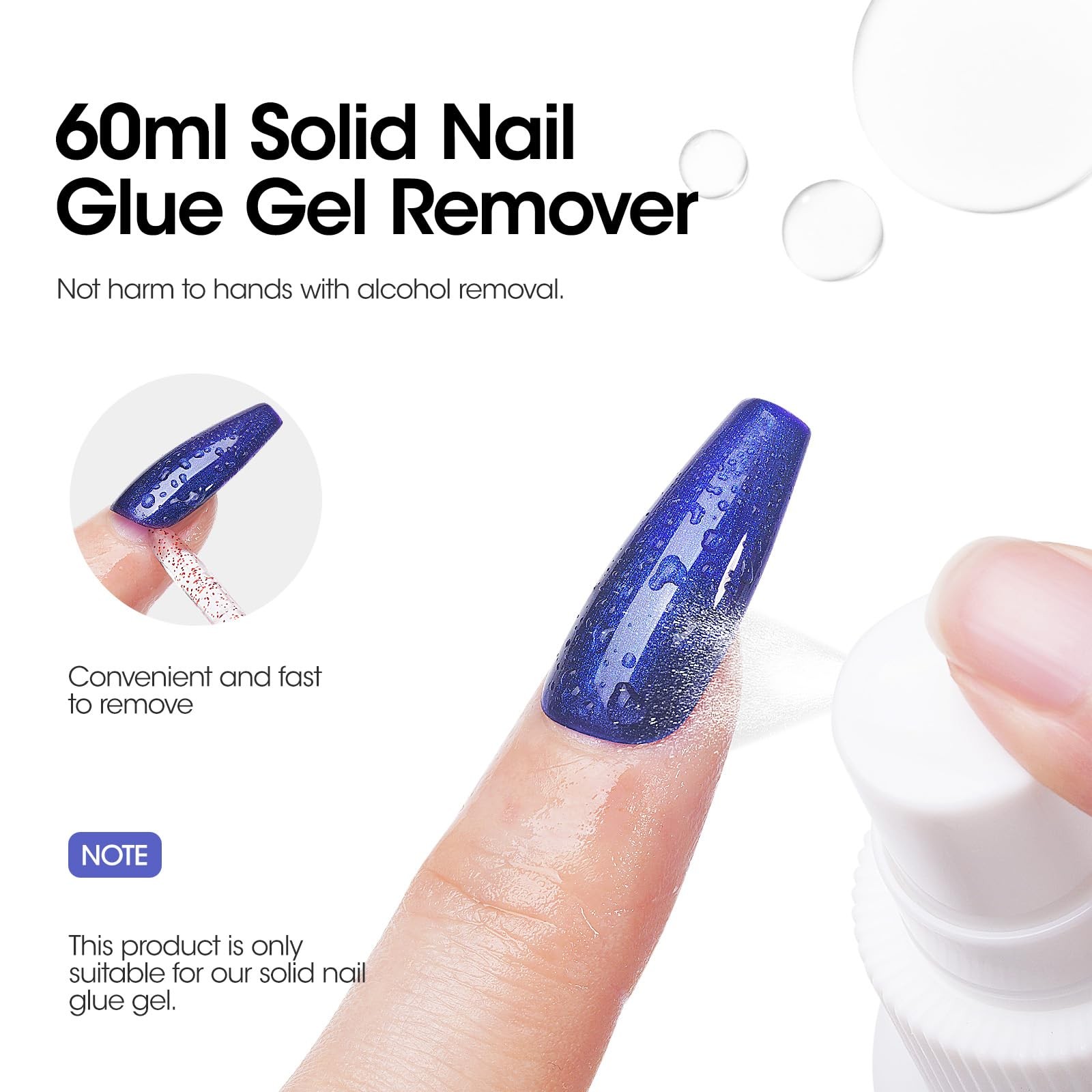 Solid Gel Nail Glue with 60ml Nail Glue Remover Set, 15g Solid Nail Gel for F…