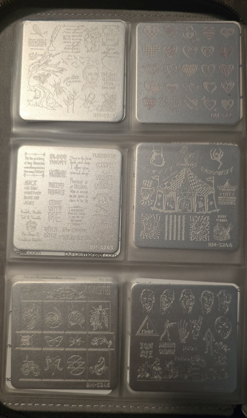 Bundle Monster Maniology B.M.C Nail Stamp Square Plates W/ Storage Binder Lot