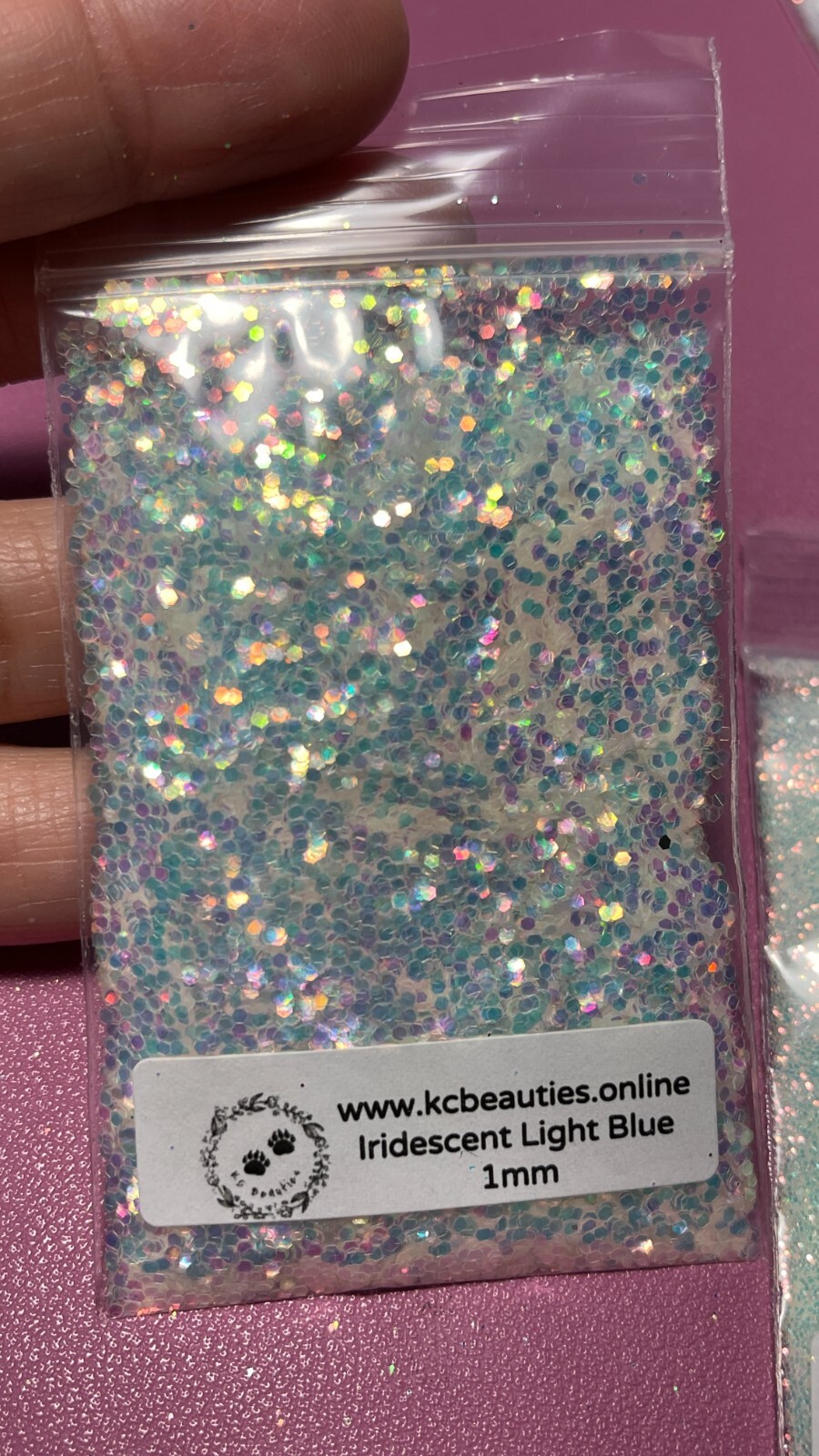 Iridescent White Blue 1MM Fine Glitter for nail acrylic gel craft US Seller 5g