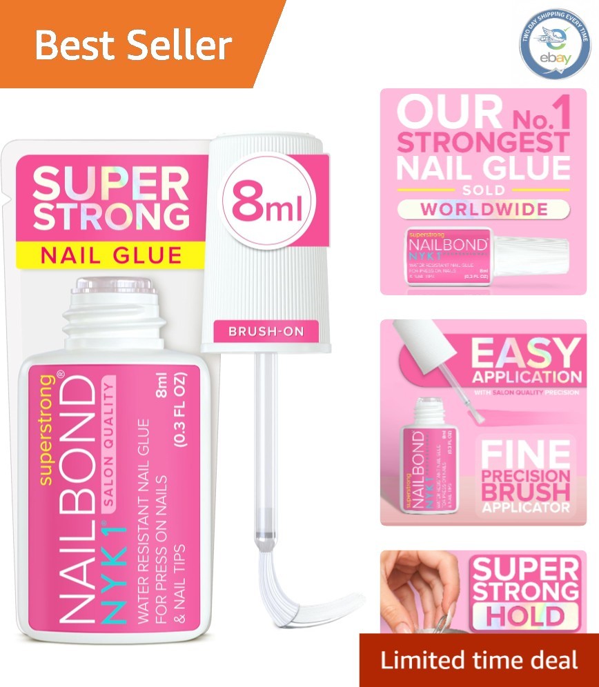 Super Strong Nail Glue for Press On & Acrylic Nails – 8ml Brush Applicator