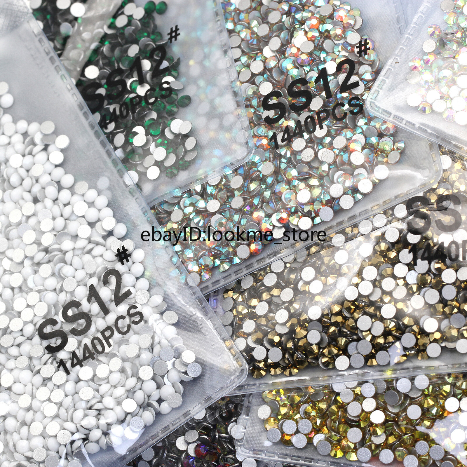 1440pcs 3mm (ss12) Crystal Glass Rhinestones Flatback Gems Nail Art Crafts Decor