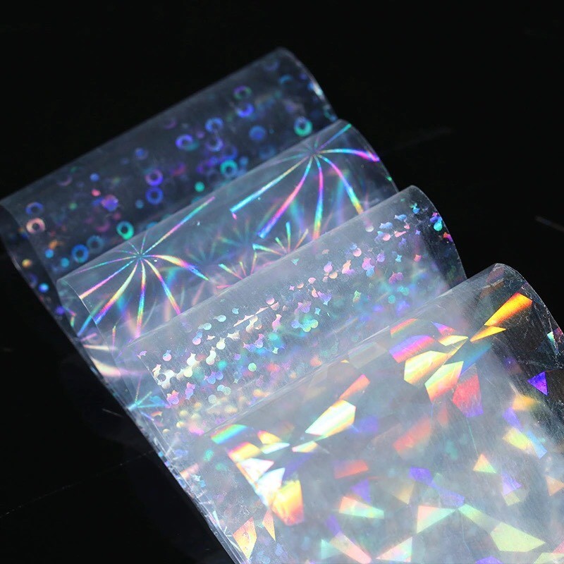 Transfer Foil Holographic Nails Wraps Transparent Stickers Shiny Nail 4pc x 20cm