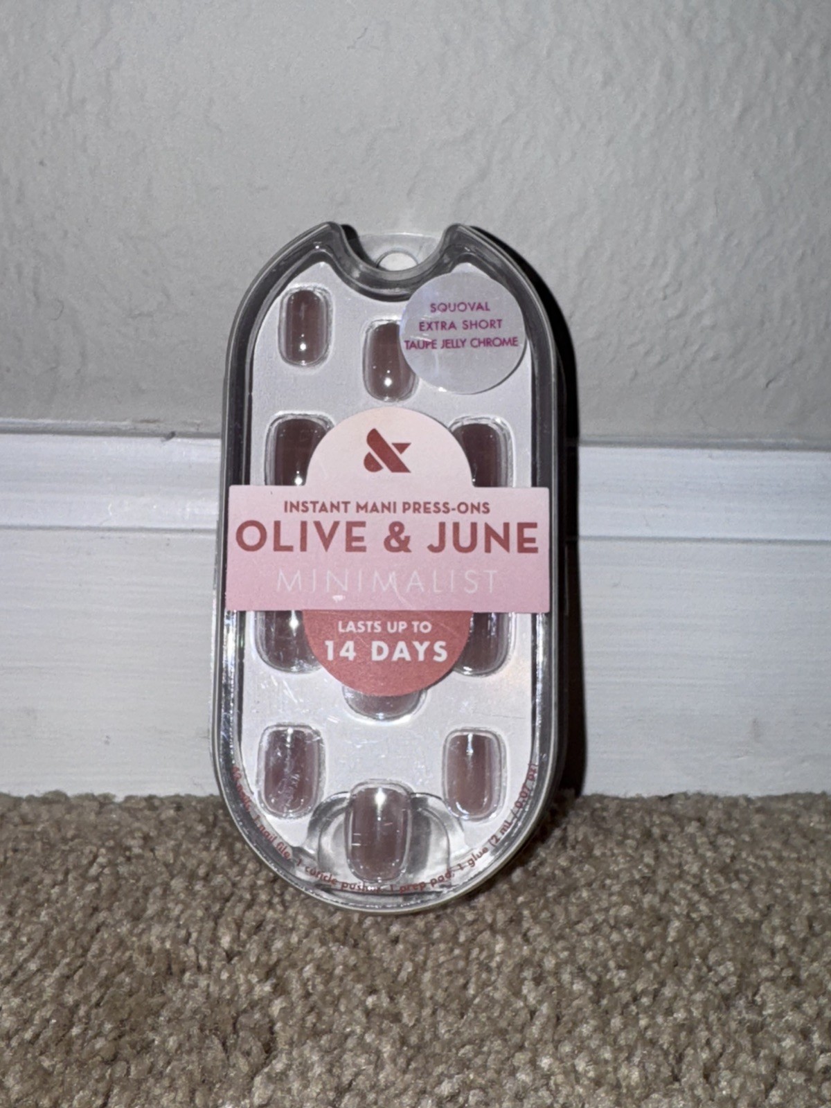 Olive and June Taupe Jelly Chrome Minimalist Instant Press-On Nails Extra Short