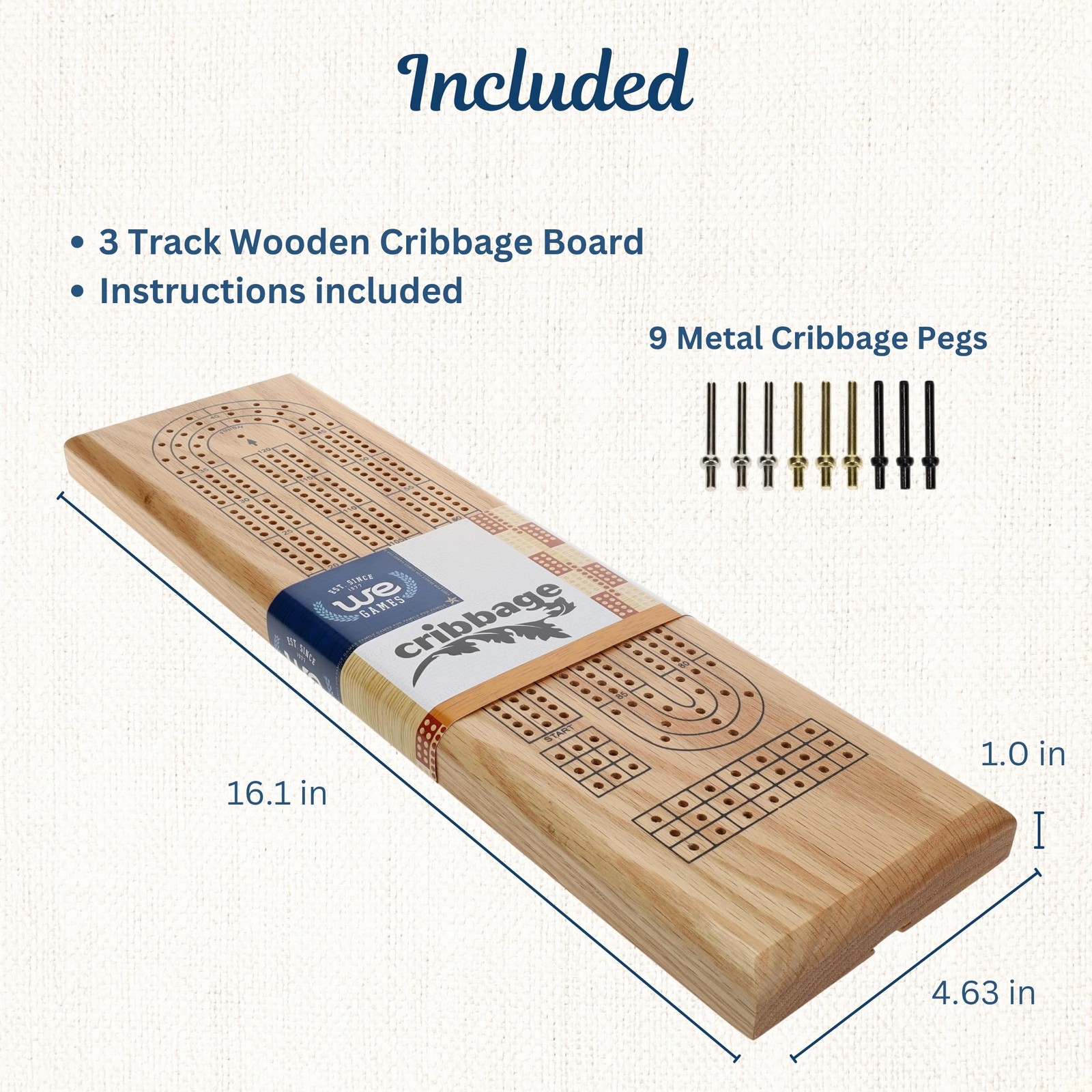WE Games Classic 16 inches (L) x 4.5 (W) x 0.5 (H), Natural Oak