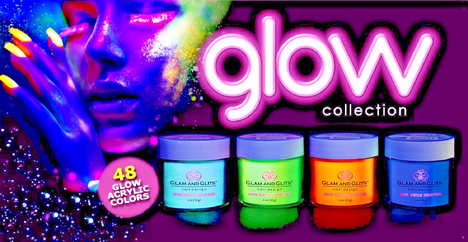 Glam and Glits ACRYLIC Glow in the Dark Nail Powder-48 Colors Pick1-Glam & Glits