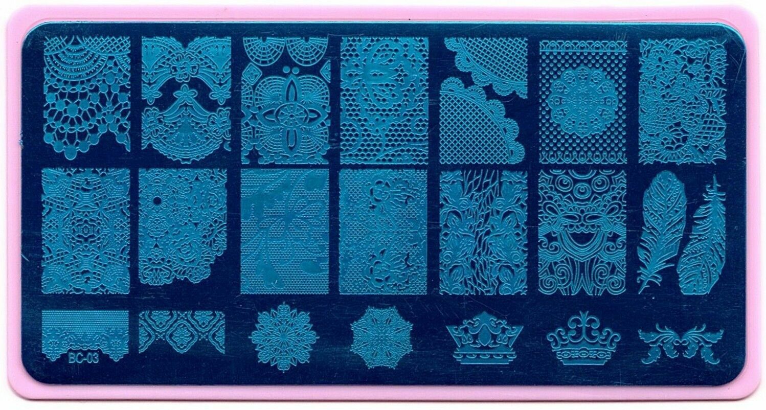 Nail Art Different Designs Stamping Image Plates with Pink Holder BC01 to BC05