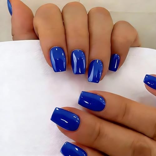 Short Coffin Press on Nails – Royal Blue – Coffin with Glue