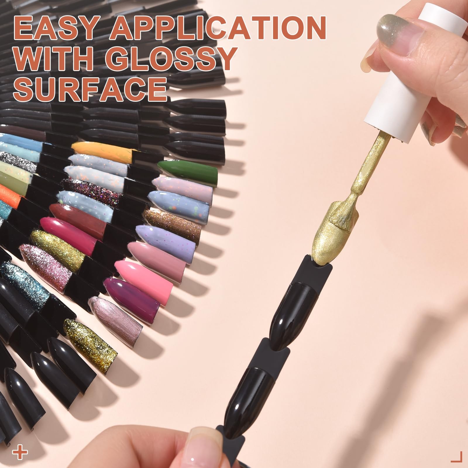 300 Tips Black Nail Swatch Sticks 3 in 1 Nail Display Sticks