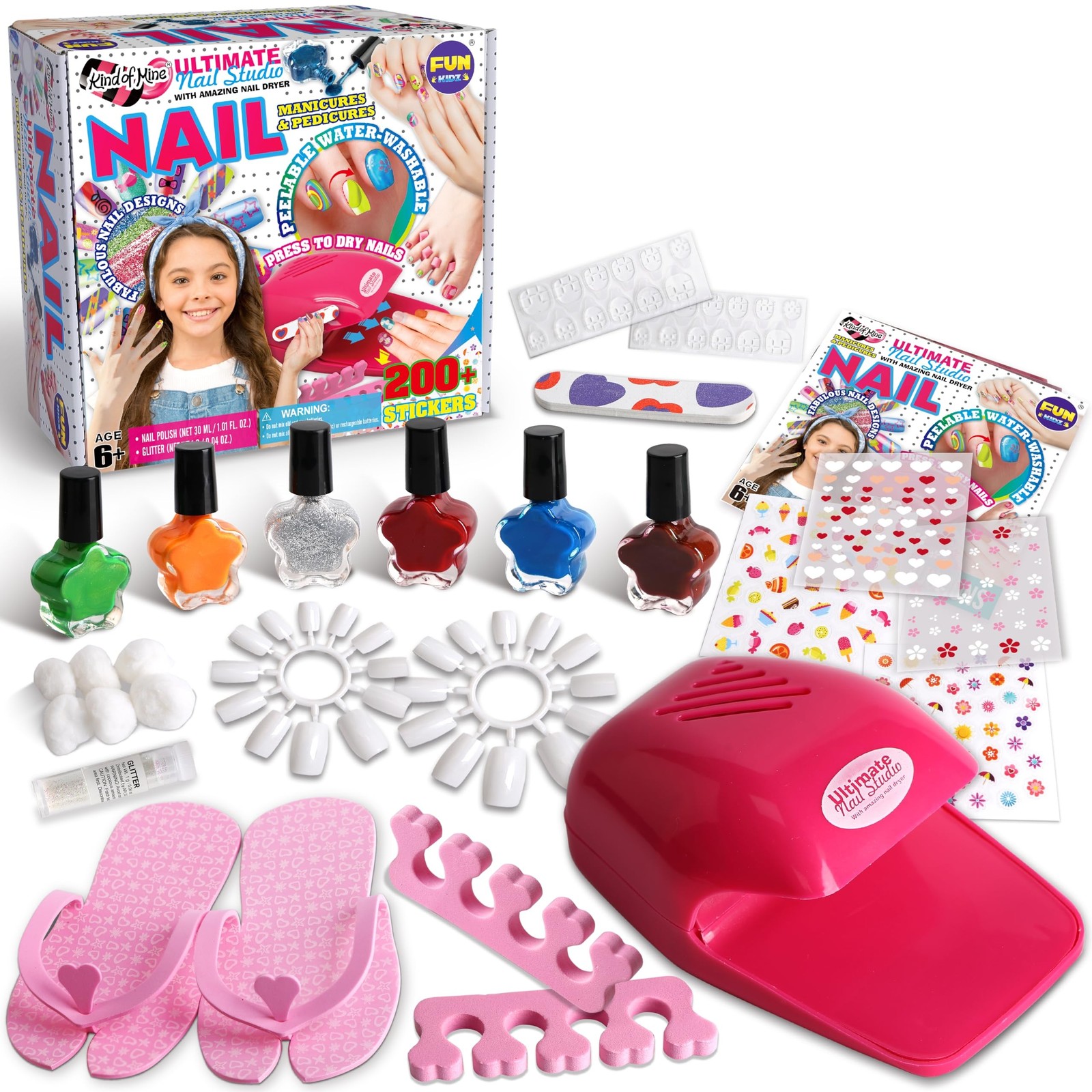 Kid Nail Art Kit for Girls, FunKidz Nail Studio Kits Size 17.91Wx12.4L with P…