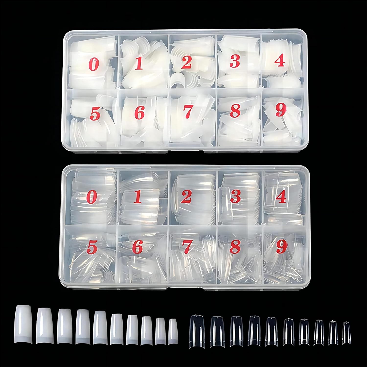 1000pcs Clear and Natural Acrylic Nail Tips,10 Size French Nail Tips For Acrylic