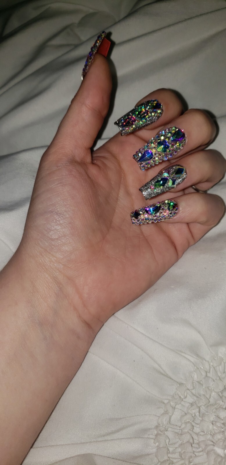 Handmade Bling Luxury Press On nails. Long coffin.Custom size,length avail