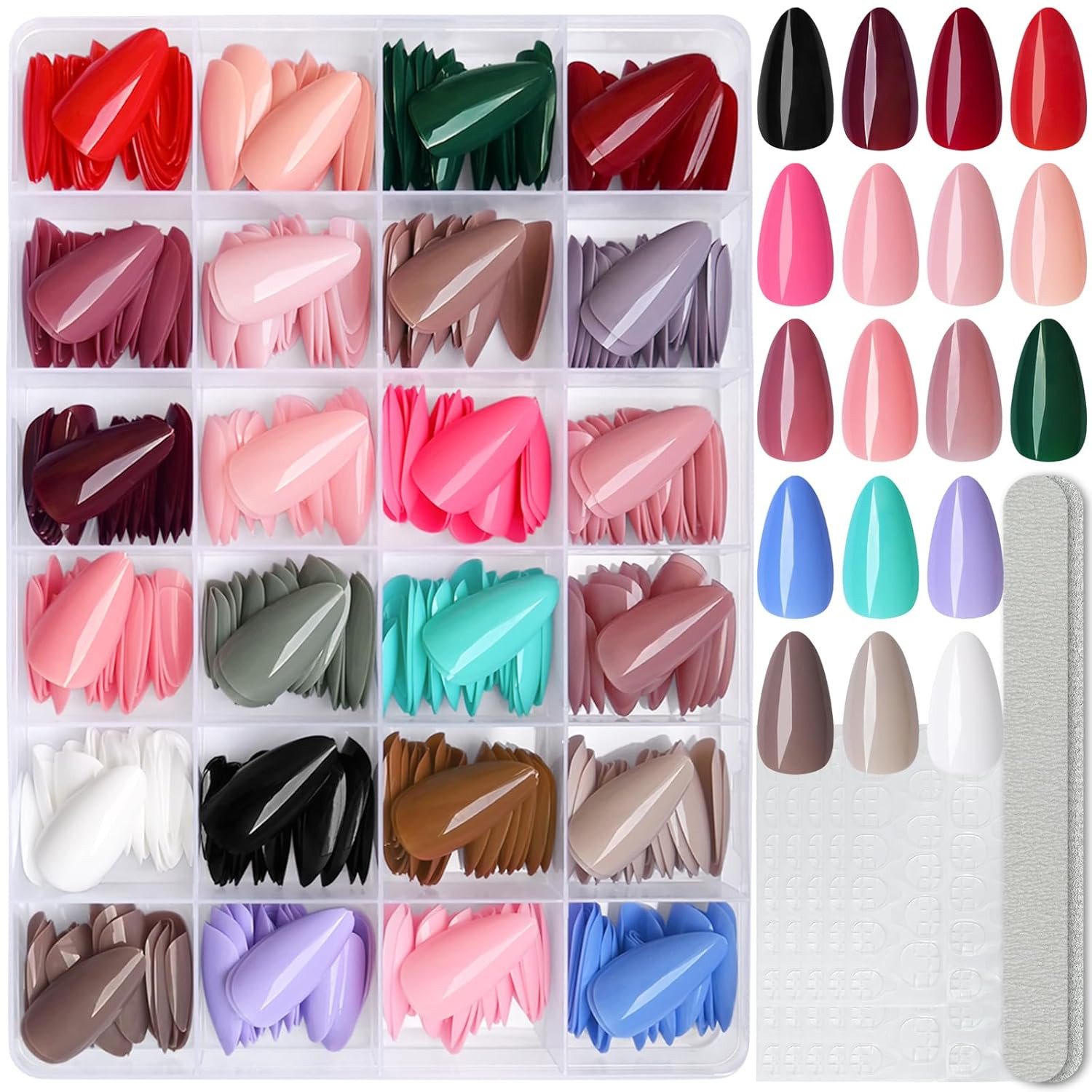 576pc Medium Press on Nails Almond Fake Nails Full Cover Acrylic Nails Press …