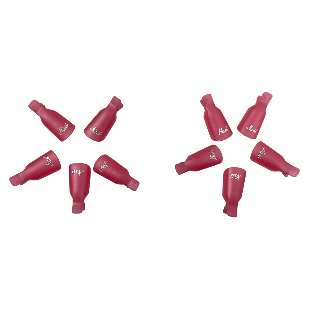 10pcs Nail Art Soak Off Clip Cap Pink Plastic Nail UV Gel Polish Remover