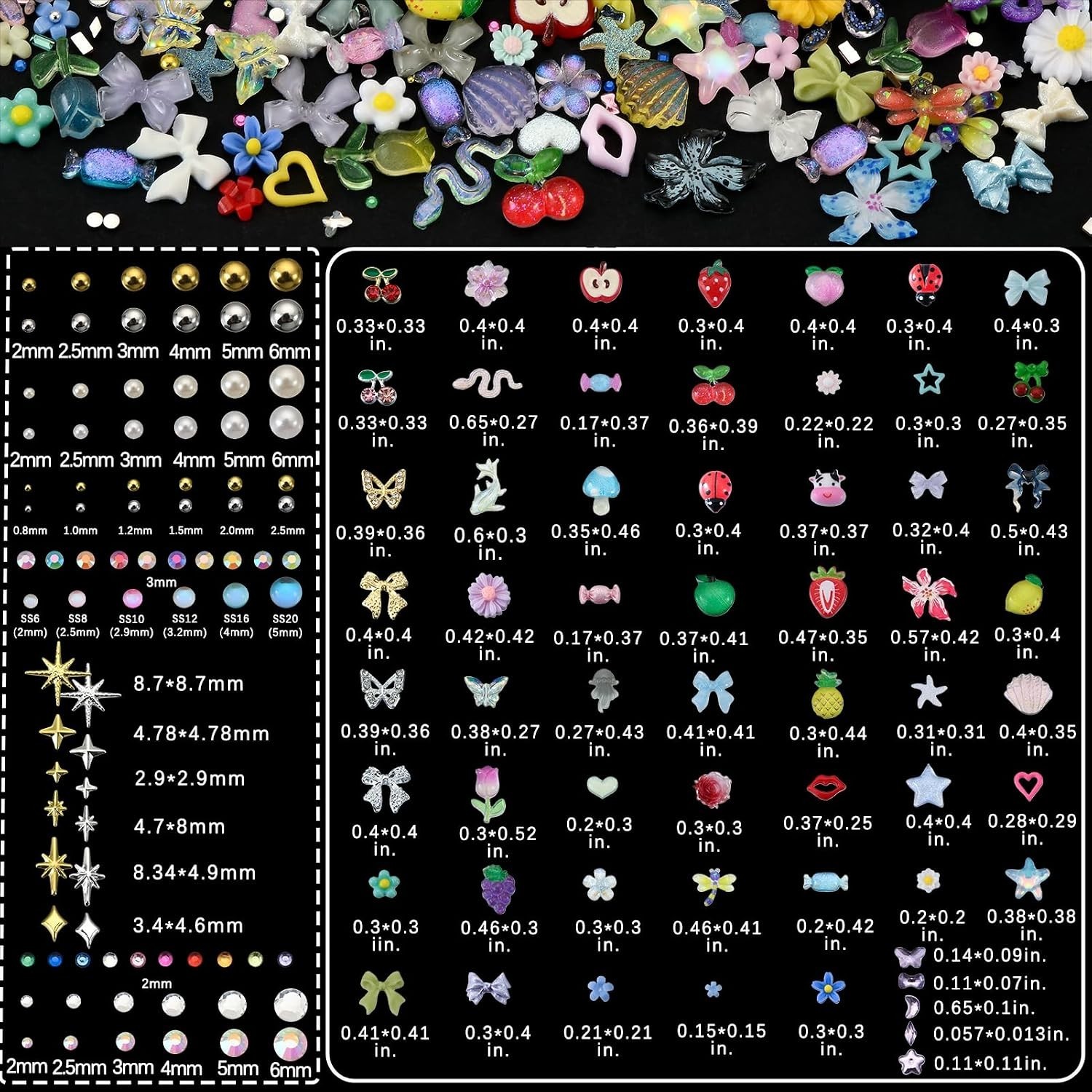9000 Pcs 3D Nail Charms and Gems Bulk Y2k Cute Charms for Nails Design Kit 11…