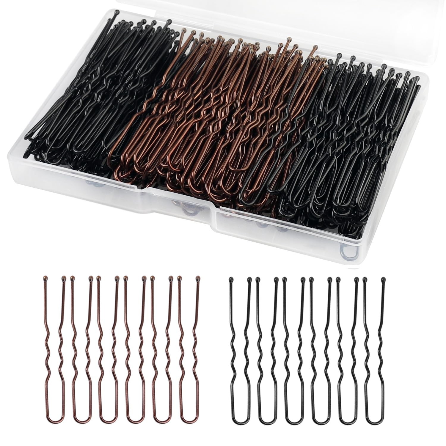 WSICSE U Shaped Hair Pins, 200Pcs 200 Count (Pack of 1), Black and Brown