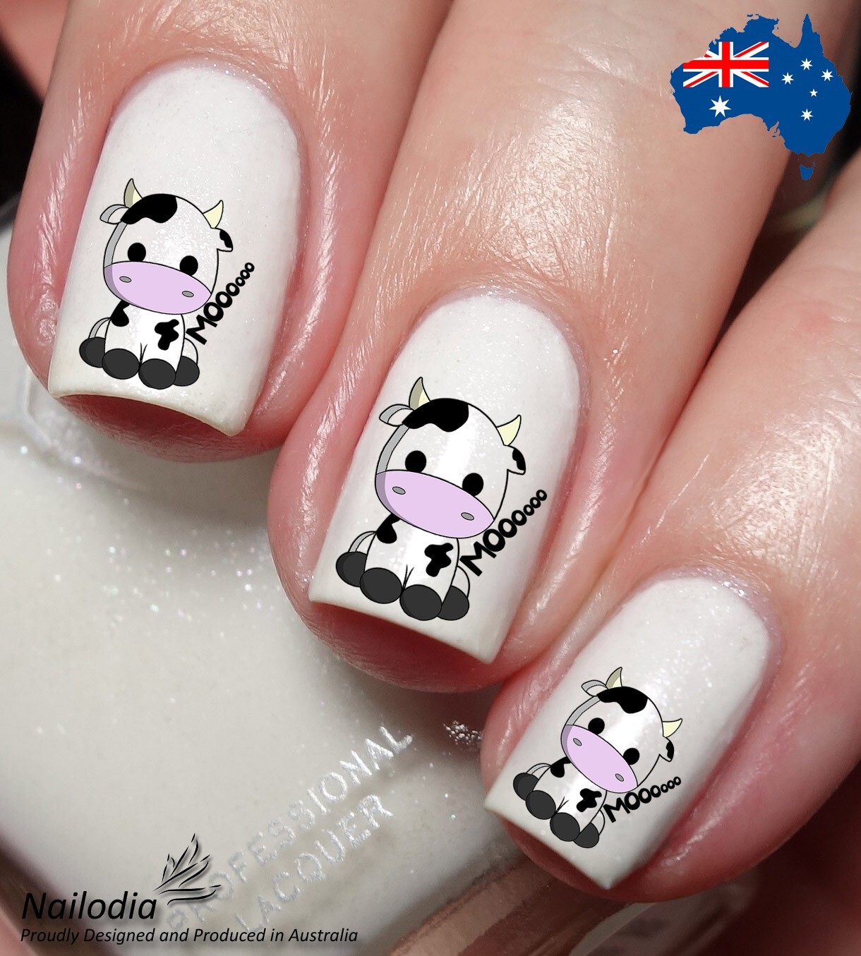 Cute Baby Cow Cattle Nail Art Decal Sticker Water Transfer Slider