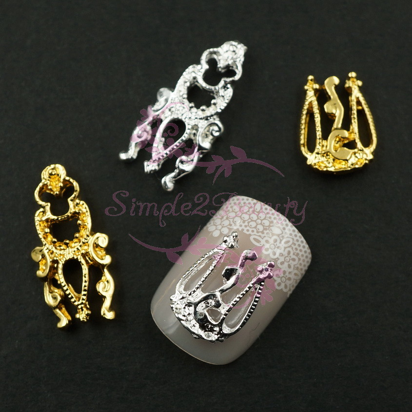 20 Vintage Hollow Lace Alloy Charms 3D Salon Acrylic Nail Art DIY Decor