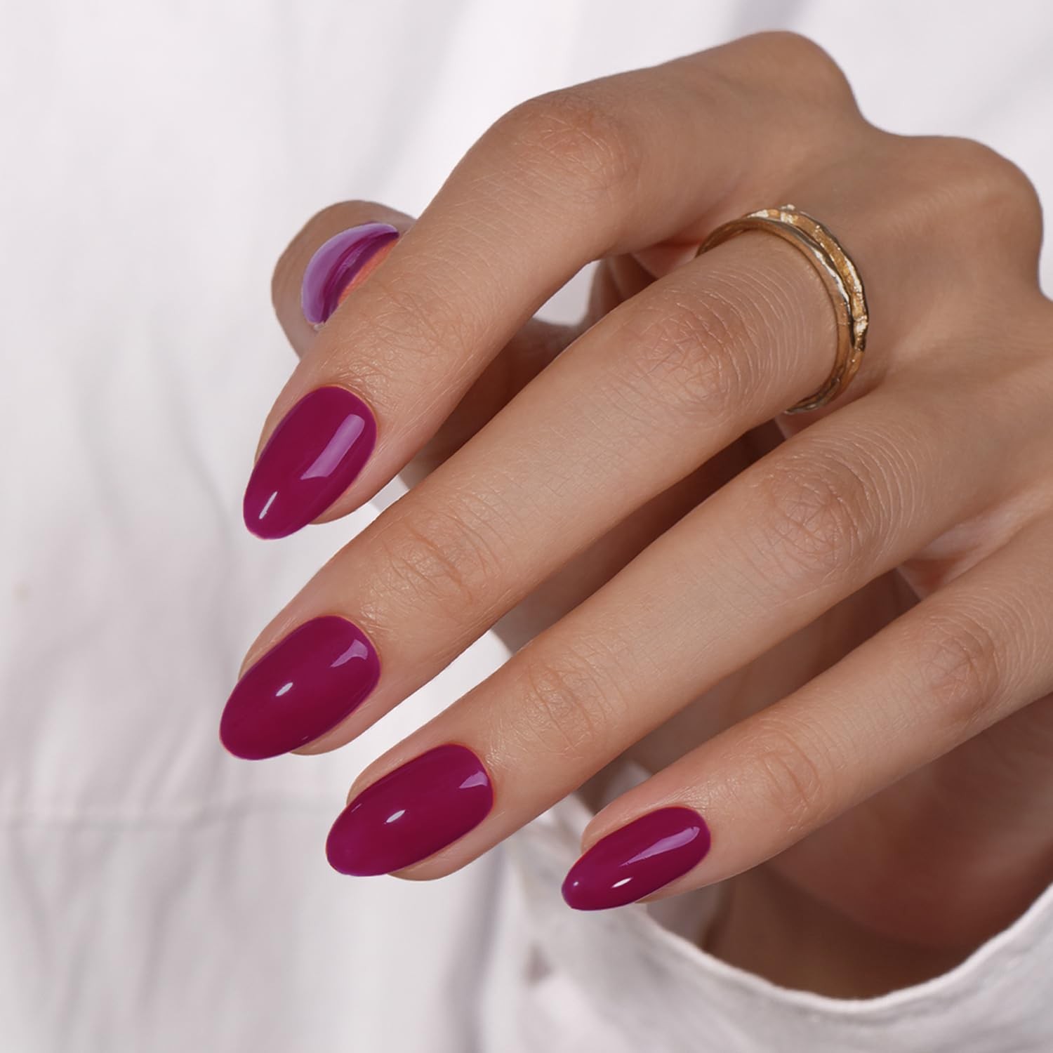 KQueenest Dusty Pink Press On Nails Short Oval – Acrylic Almond Fake Nails with