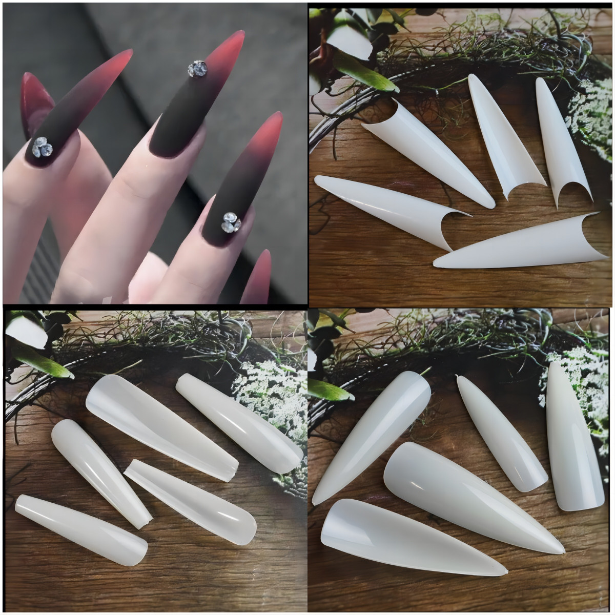 Curve Fake Nails Clear Natural Acrylic Artificial Nail Art Tips 500pcs