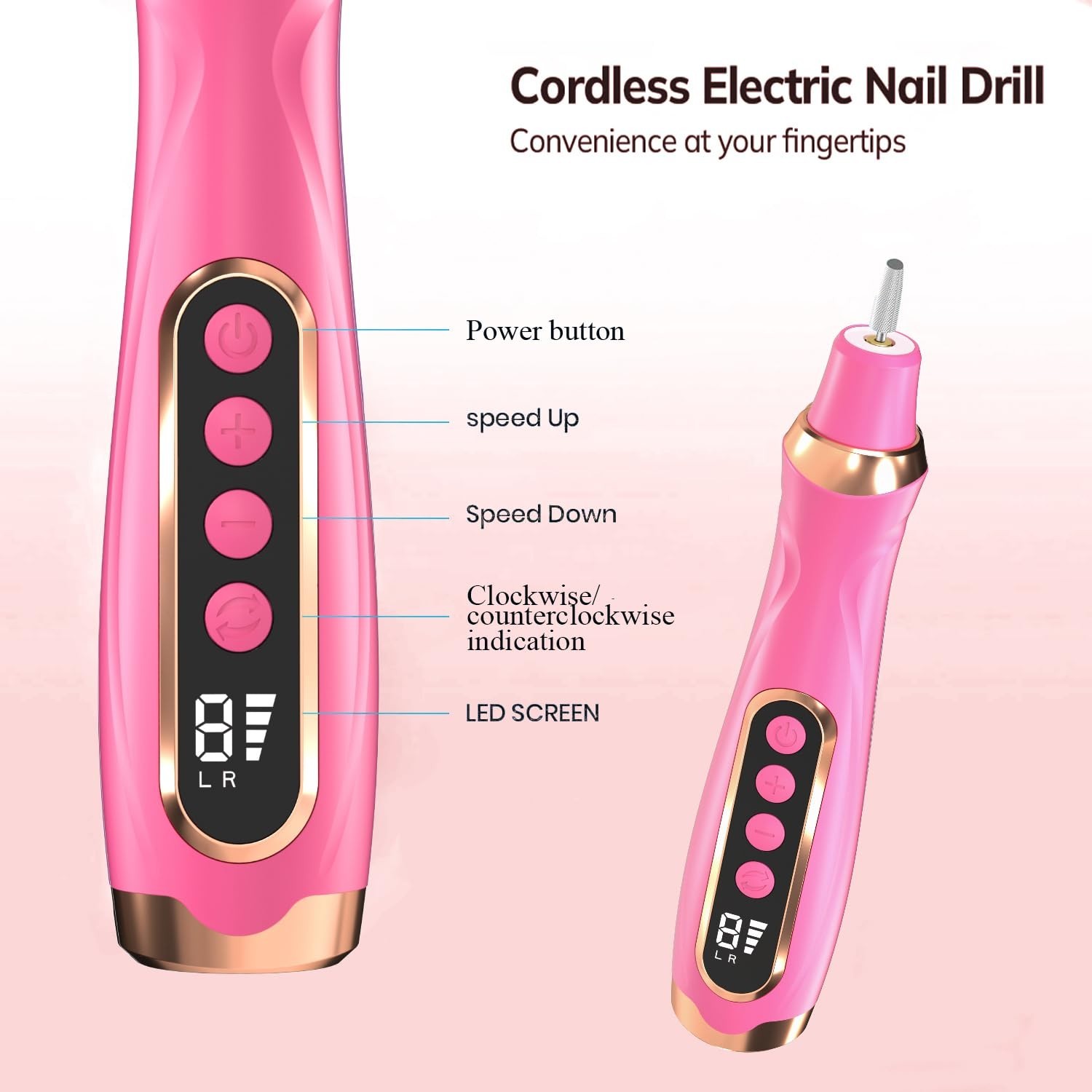Professional Manicure Pedicure Kit Cordless Electric Nail File Set 6 Speed Co…