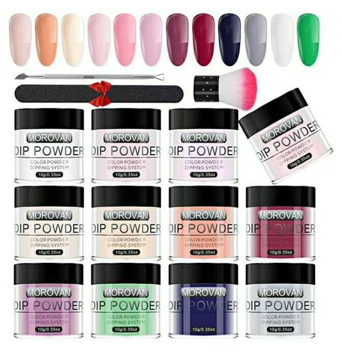 Morovan Dip Powder Nail Set – 12 Color Dipping Powder for French Nail & MORE