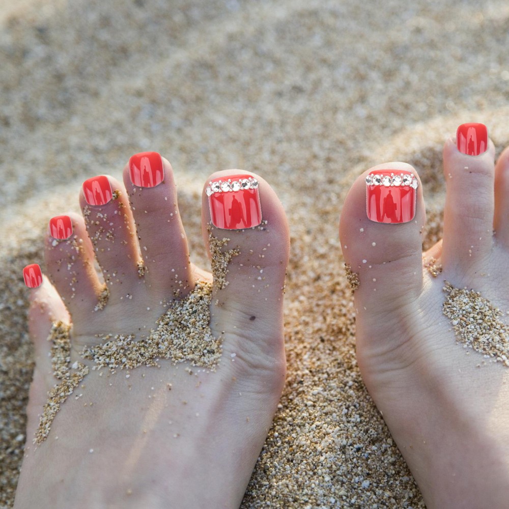 2Sets Red False Toenails Full Cover Nail Tips Perfect for Nail Art and Festivals
