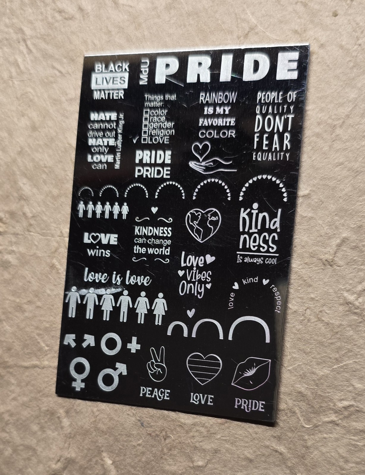 Mundo De Unas MDU Pride Nail Stamp Plate Straight Gay Lesbian Trans Love Rainbow