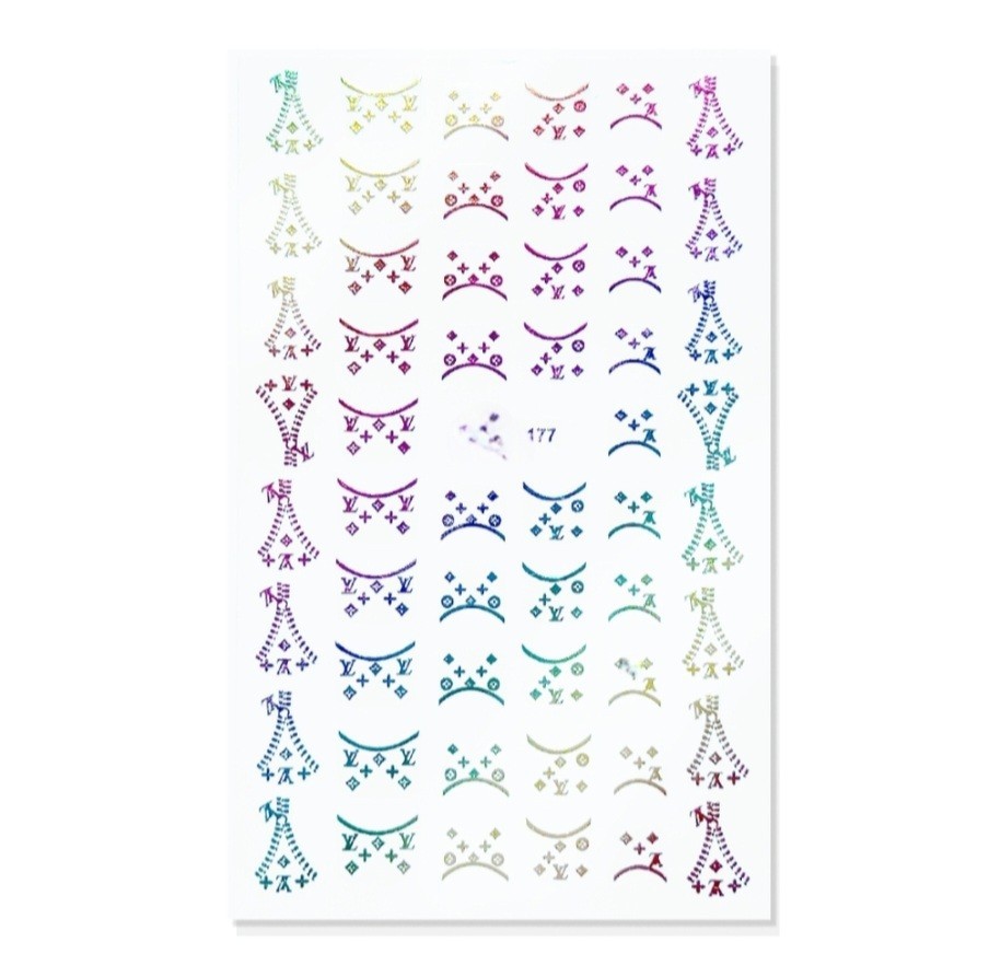 NWT NAIL ART DESIGN SELF-SEAL STICKERS HOLOGRAPHIC RAINBOW FAUX ZIPPERS N°177!